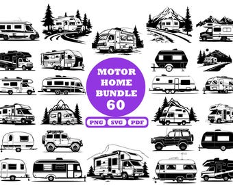 Motorhome SVG, Camper Svg, Camper Svg Bundle, Camping Svg, Trailer Svg, Summer Svg, RV Svg, Camper Silhouette Svg, Trailer Svg File, Van Svg