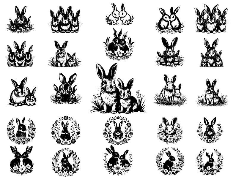 Floral Rabbit and Bunny SVG Bundle, Spring Animal Head With Flowers ...