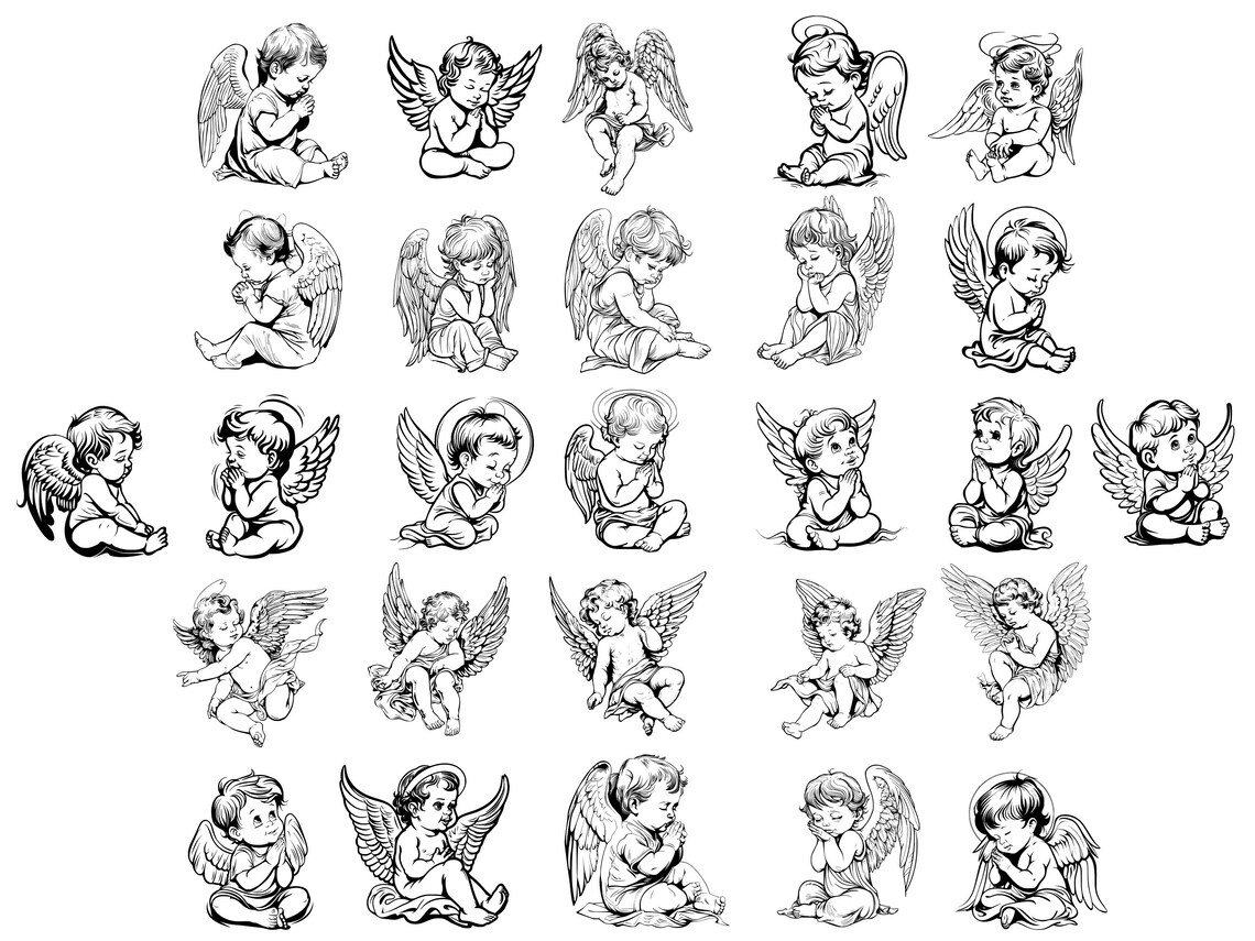 Angel Svg Bundle, Baby Angel Svg, Guardian Angel Svg, Angle Child Svg ...