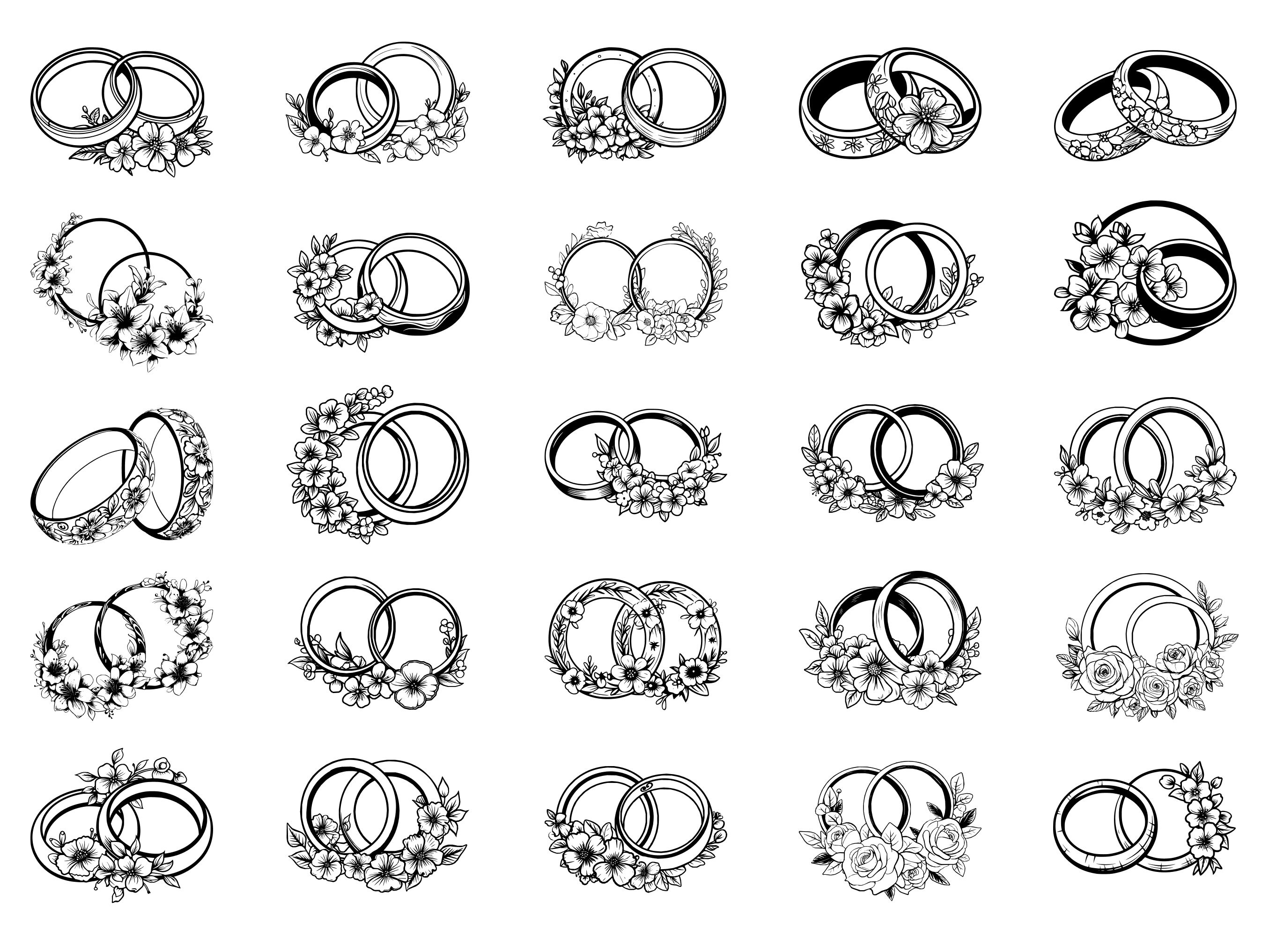 Wedding Ring SVG, Diamond Engagement Cut File, Bride and Groom Clipart ...