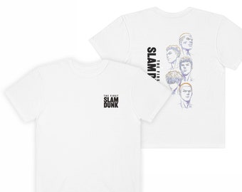 Camiseta de anime Slam Dunk – Estampado del equipo Shohoku, algodón teñido en prenda