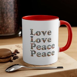 Love Love Peace Peace Accent Coffee Mug, 11oz