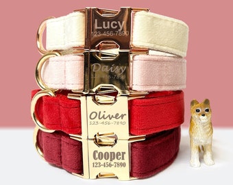 Custom Dog Collar and Leash Set with Bowtie | Personalized Dog Collar | Engraved Dog Collar | Burgundy Dog Collar