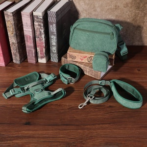 No Pull Dog Harness and Leash Set Emerald Green Personalized Large Dog Harness Set Reflective Custom Dog Harness