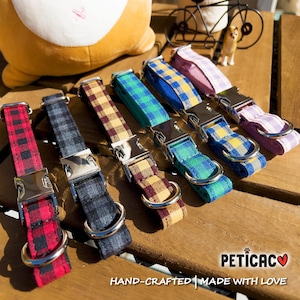 Plaid Dog Collar Personalized | Gingham Dog Collar | Checkered Dog Collar | Dog Days Gift
