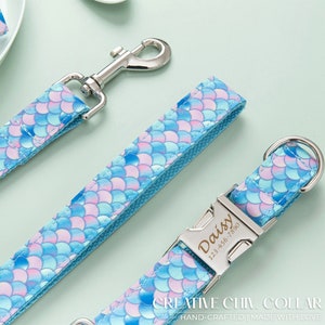 Mermaid Dog Collar Personalized | Cute Dog Collar | Summar Dog Collar | Dog Days Gift