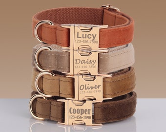 Custom Dog Collar and Leash Set with Bowtie | Personalized Dog Collar | Engraved Dog Collar | Beige Dog Collar
