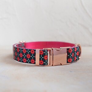 Pink Daisy Dog Collar with Bow Personalized | Floral Dog Collar | Custom Dog Collar | Dog Gifts