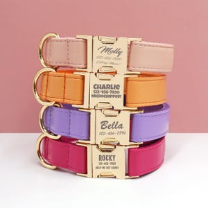 Waterproof Leather Dog Collar and Lead Set | Personalized Dog Collar | Engraved Dog Collar | Magenta Dog Collar