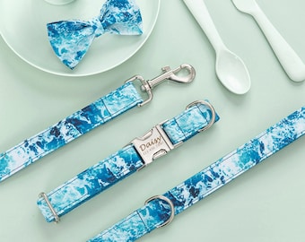 Personalized Ocean Dog Collar | Turquoise Blue Summer Pet Collar