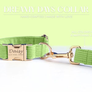Green Corduroy Dog Collar Personalized | Olive Dog Collar | Velvet Dog Collar | Dog Days Gift