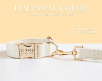 Personalized Dog Collar and Leash Set with Bowtie | Engraved Pet ID