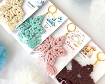 Macrame STAR Keychains, Keepsake Baby Shower Gifts, Gender Reveal Party Gift, Bulk Welcome Baby, Baby Shower Adult Guest Favors, Party Gifts