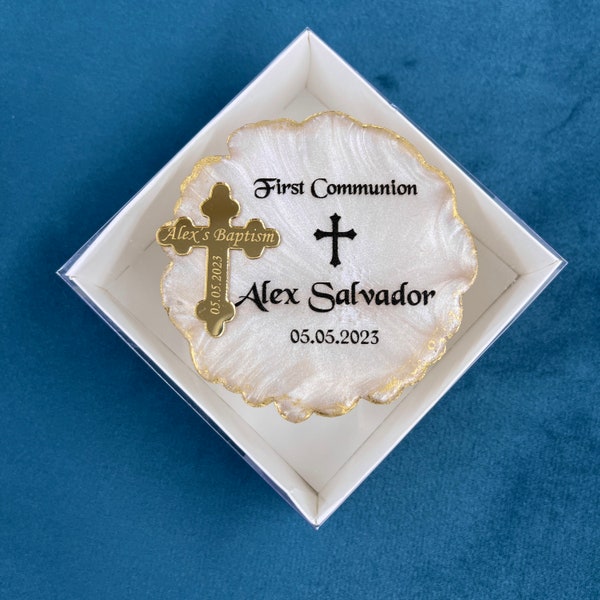 Personalized Baptism Magnet Favor, Engraved Resin Party Favor, Bulk Fridge Magnet, First Holy Communion, Mi Bautizo, First Confirmation