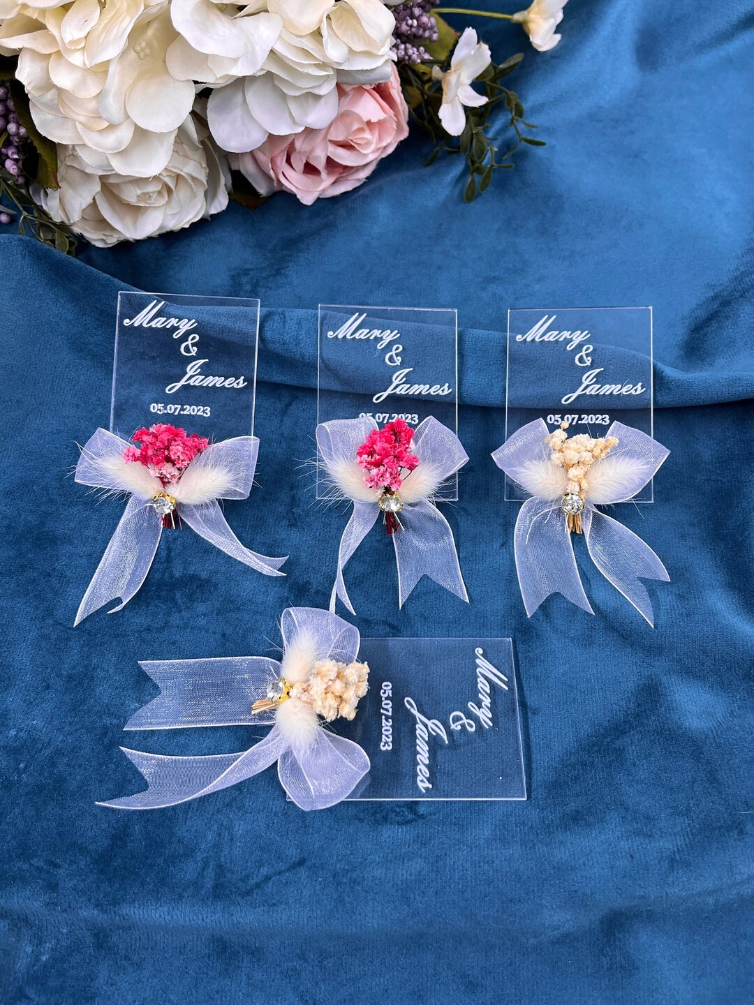 Custom Wedding Party Bulk Beribboned Plexy Wedding