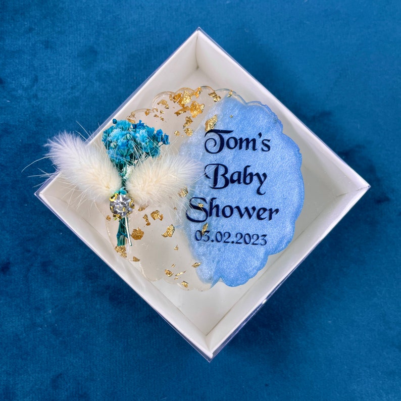 Engraved Baby Shower Favors for Guests, Floral Resin Favors