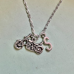 Personalised motorbike necklace with initials, motorbike necklace, biker gift for her, motorcycle necklace, personalized motocross