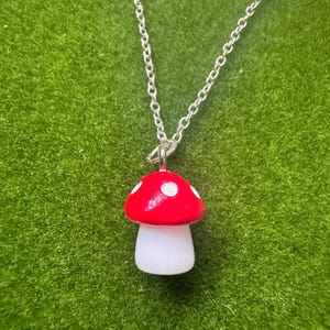 Quirky Toadstool Necklace, Funky silver and red toadstool mushroom necklace for women