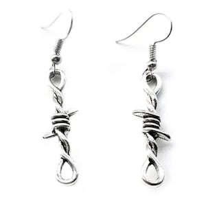 Barbed wire earring, punk style earrings.