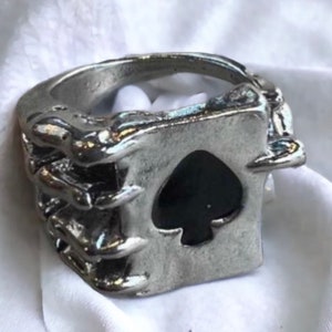 Poker ring, card ring, black jack, clubs ring poker jewelry, gambling ring Spade ring size US 6.5 UK N