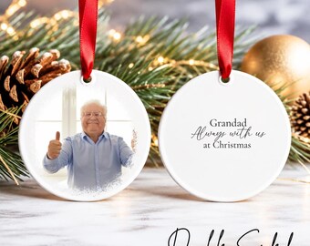 Adorno navideño de cerámica con foto personalizada a doble cara, recuerdo de recuerdo, regalo de condolencia con nombre personalizado