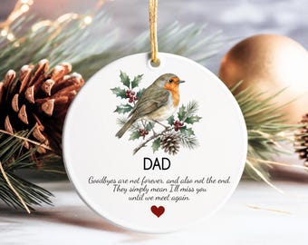 Adorno navideño personalizado de cerámica con forma de petirrojo, recuerdo conmemorativo, regalo de condolencia, nombre personalizado.