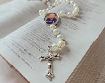 Personalised Photo Rasary Beads Necklace Memorial Remembrance Bereavement loss Christening Holy Communion