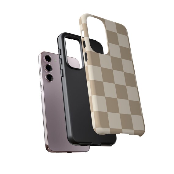 Tan and Light Tan Checkered Cell Phone Case by Shield Shack Designs - Etsy