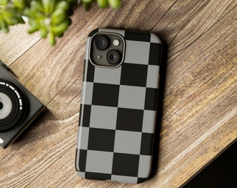 Balck and Gray Checkered Cell Phone Case by Shield Shack Deisgns