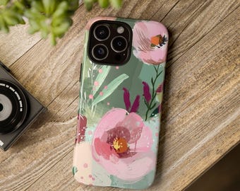 Sage and Pink Peonies Cell Phone Case by Shield Shack Designs