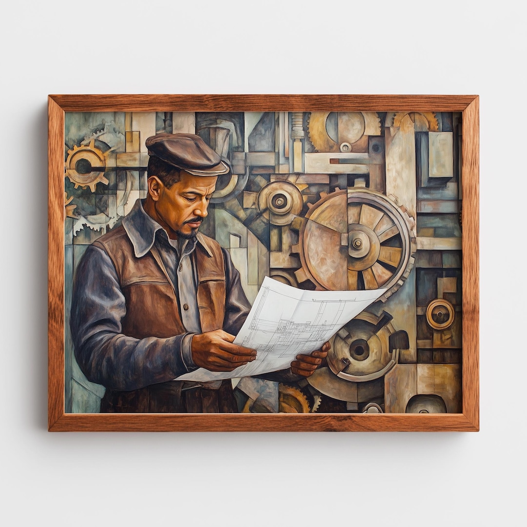 Vintage Workshop Engineer Print, Industrial Gears Wall Art Printable ...