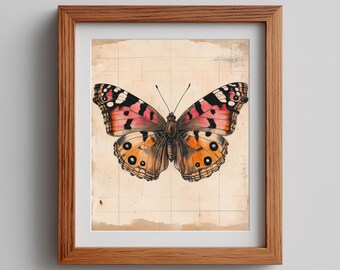 Vintage Butterfly Specimen Print, Naturalist Scientific Wall Art Printable (Digital Download) 453