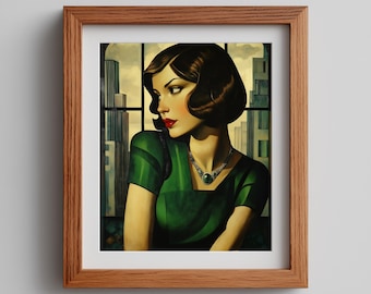 Vintage 1920s Woman Portrait, Art Deco Fashion Illustration Printable Wall Art (Digital Download) 297