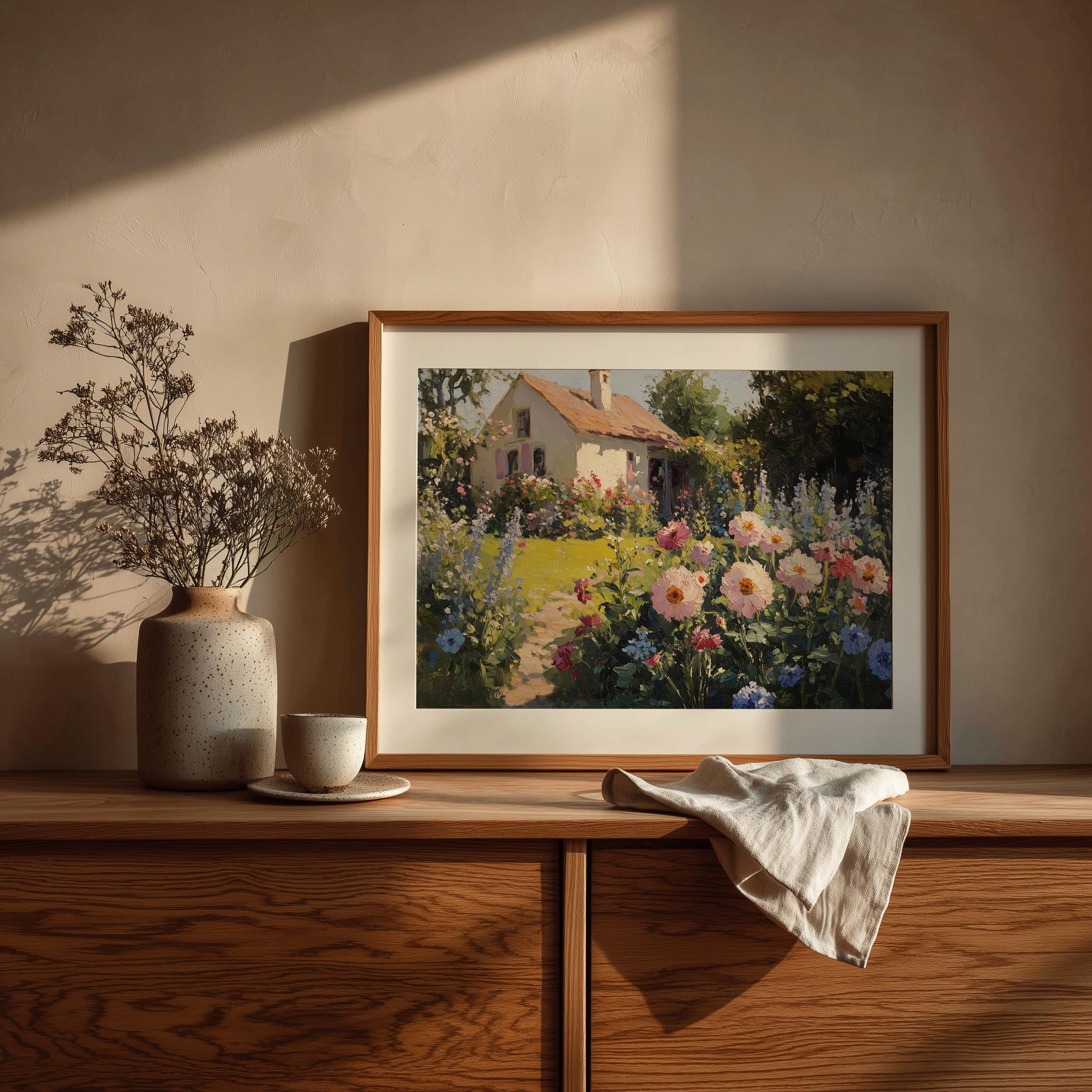 Vintage Cottage Garden Painting, Farmhouse Botanical Printable