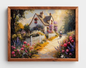 Cottage Garden Path Print, Romantic Countryside Printable Wall Art (Digital Download) 533