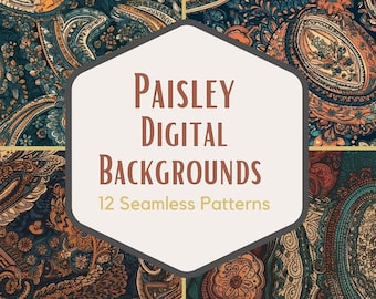 Paisley Seamless Pattern Digital Paper Scrapbooking Journaling Instant Download Bandanna Curtain Design Upholstery Curtain Fabric Pattern