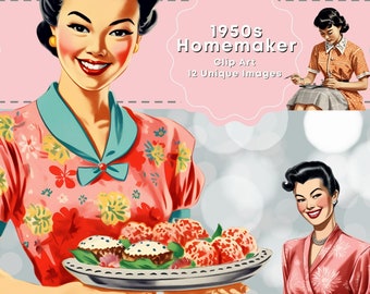 Clip Art 1950 Retro Mom Asian Mother Homemaker Housewife Asian Mom Mothers Day Journaling Scrapbooking Instant Download Retro Woman
