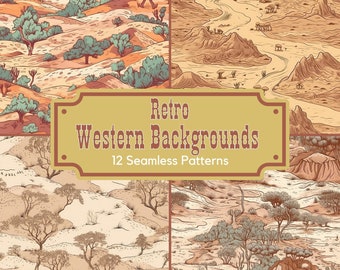 Western Comic Book Seamless Pattern Vintage Rodeo Background Desert Cactus Clip Art Digital Paper Old West Art Arizona Wilderness 300 DPI