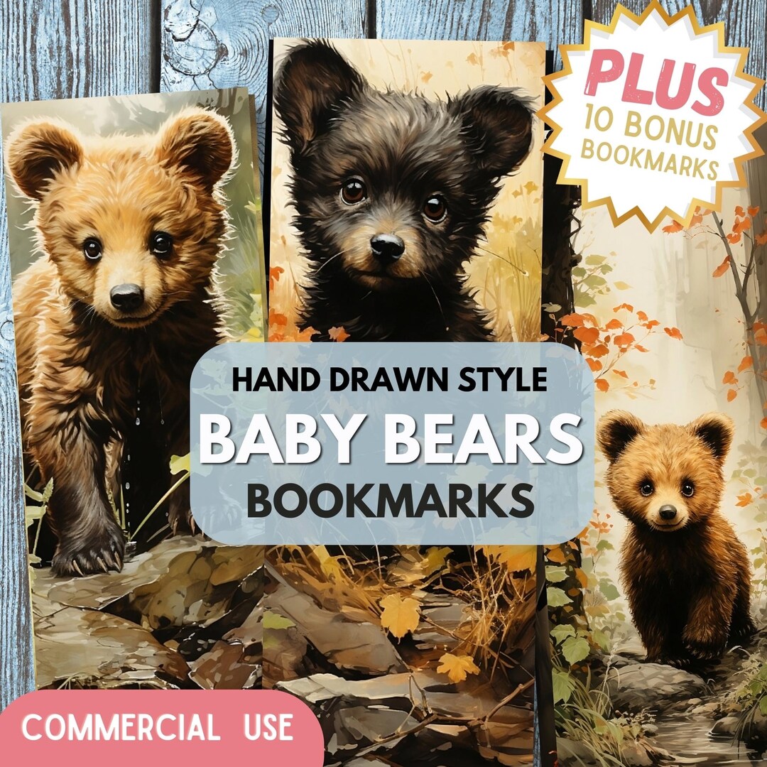 Printable Bookmark Baby Bear Bookmarks Animal Lover Gift - Etsy