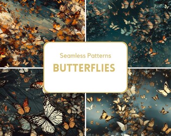 Butterflies Seamless Patterns Butterfly Surreal Digital Background Surrealist Nature Art Summer Colorful Instant Digital Download File