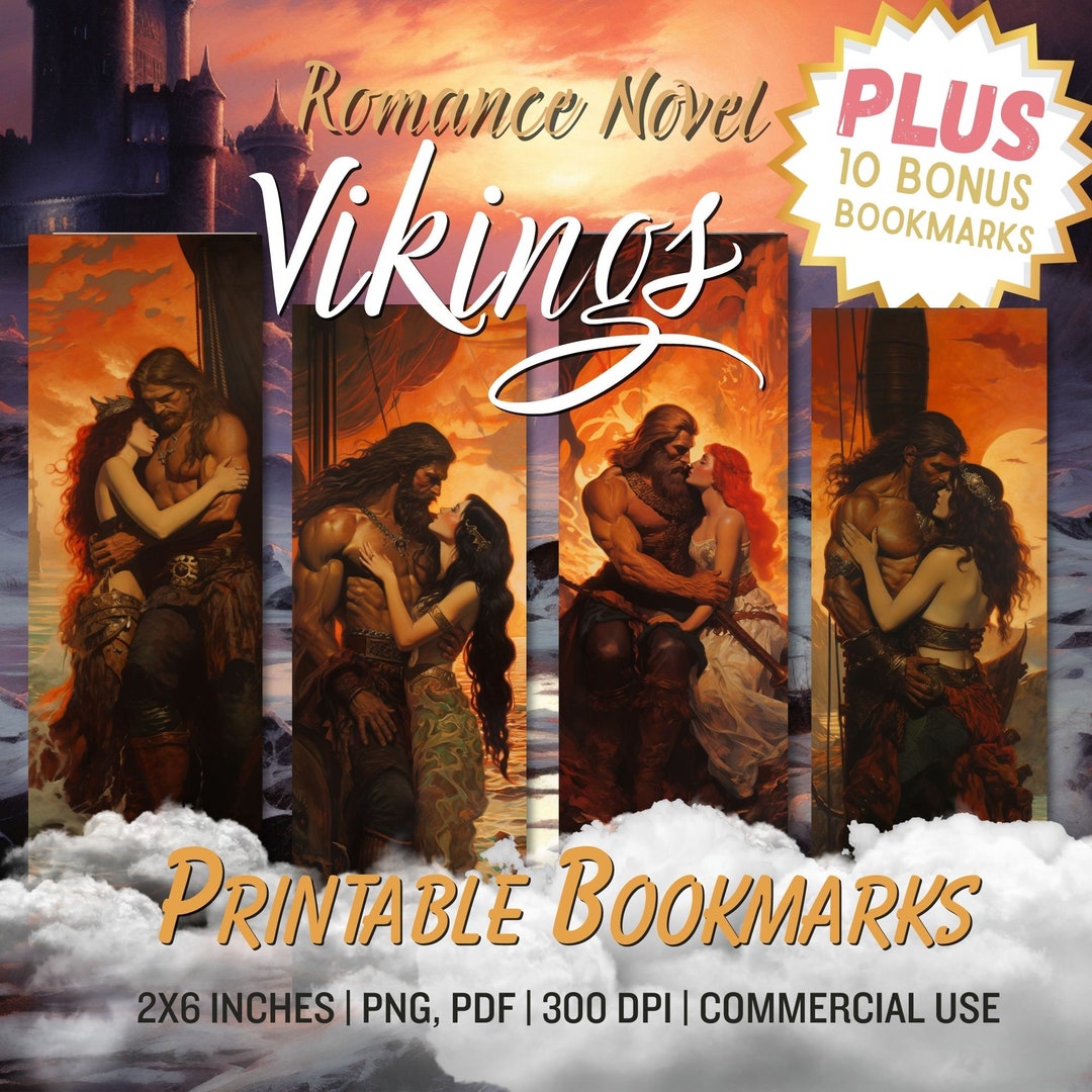 Romance Novel Bookmark Viking Love Story Printable Bookmark - Etsy