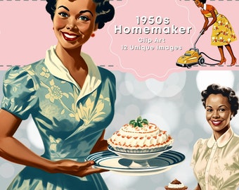 Clip Art 1950 Retro Mom Black Mother Homemaker Housewife Black Mom Mothers Day Journaling Scrapbooking Instant Download Retro Woman