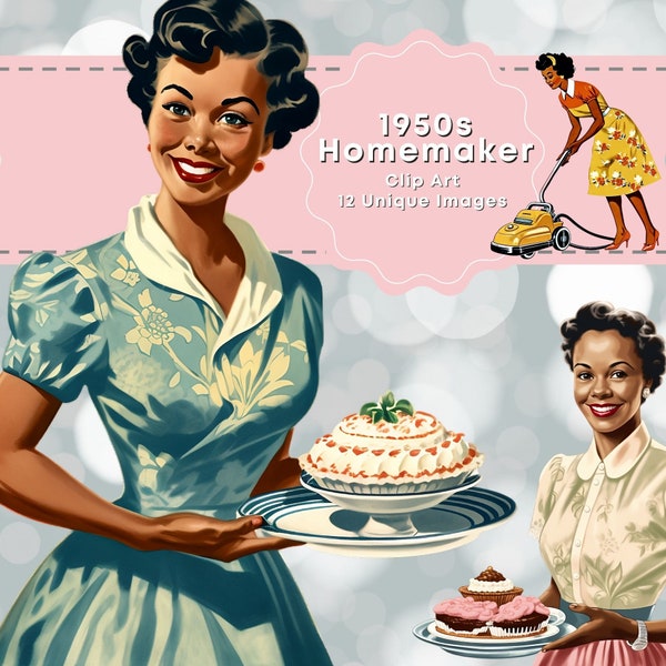 Clip Art 1950 Retro Mom Black Mother Homemaker Housewife Black Mom Mothers Day Journaling Scrapbooking Instant Download Retro Woman