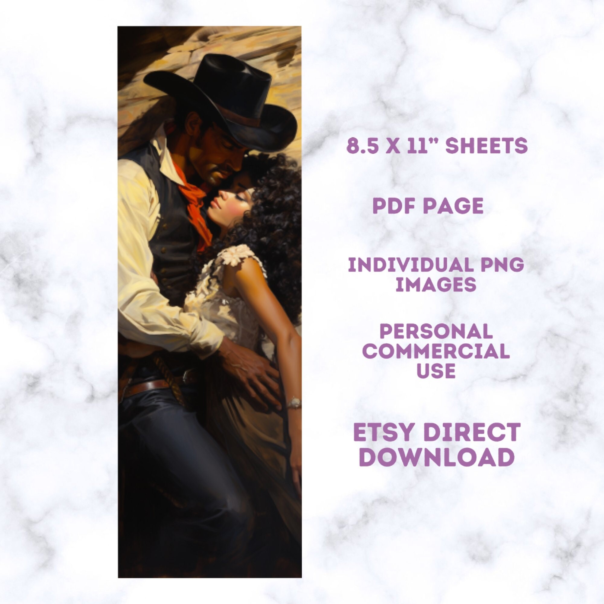 Black Cowboy Printable Bookmarks Western Romantic Couple - Etsy
