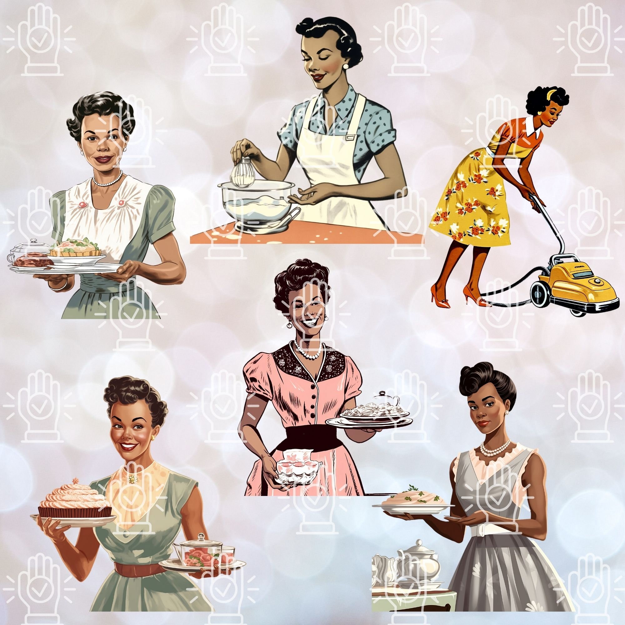 Clip Art 1950 Retro Mom Black Mother Homemaker Housewife Black Mom ...
