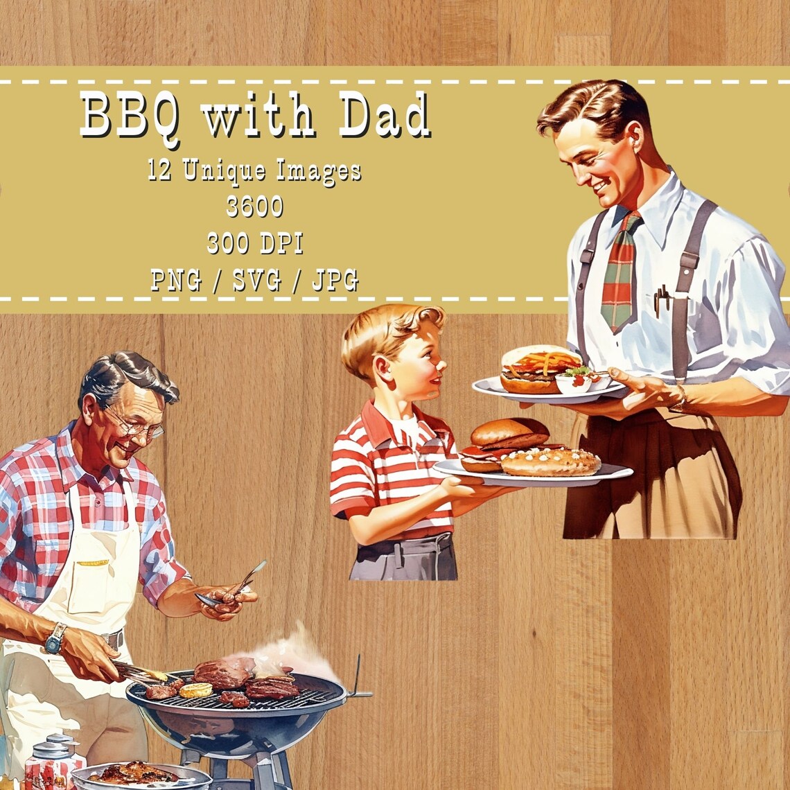 Happy Father's Day BBQ Graphics Pack, Birthday Grill and Barbecue ...