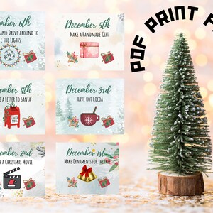 24 Printable Advent Activity Cards for Kids, Christmas Bucket List Printable, Kids Advent Cards, Instant Download, Advent Activities Cards