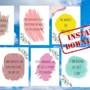 Cartes d'affirmation d'enseignant imprimables - Idéal pour les nouveaux cadeaux d'enseignant ou tout cadeau d'appréciation d'enseignant, cadeau de fin d'année pour les enseignants, jeu de cartes