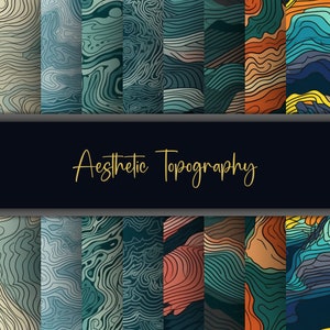 Seamless topographic patterns, unique repeating and aesthetic pattern, 8 pack