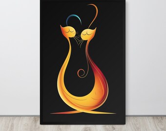 Whimsical Cats Digital Download Wall Art Cat Lover's Gift Abstract Art ...